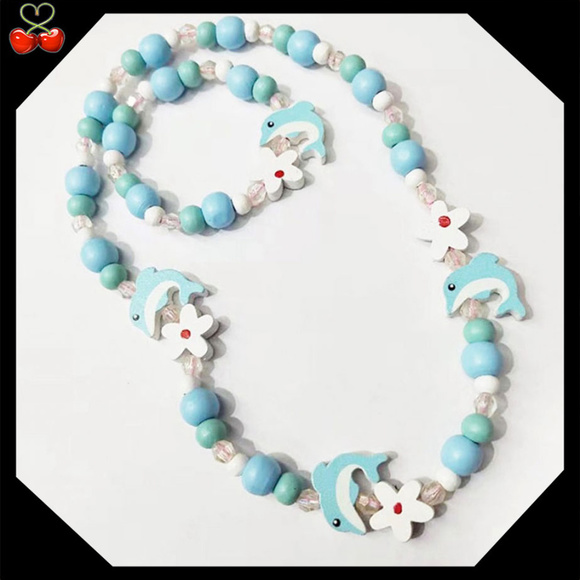 🍒 Natural Wooden Bead 📿 Necklace + Bracelet Set - Picture 6 of 8